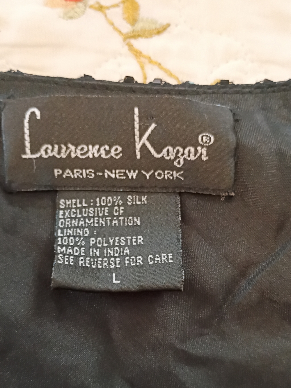 Lawrence Kazar Silk Blouse in Black Size Large Like New
